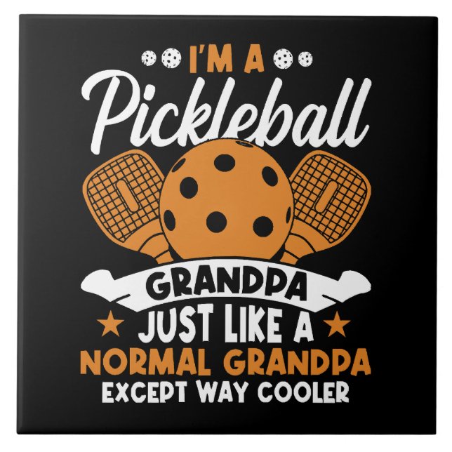 Häftig Pickleball Farfar Spelare Kakelplatta (Framsidan)
