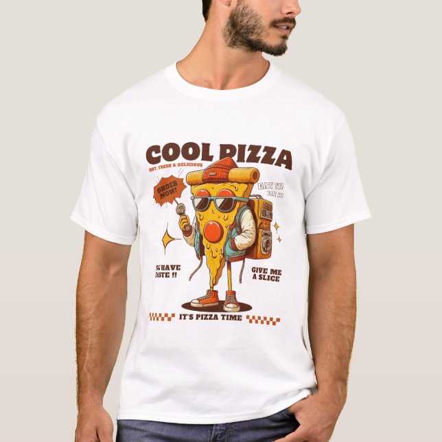Häftig Pizza T Shirt (Framsida)