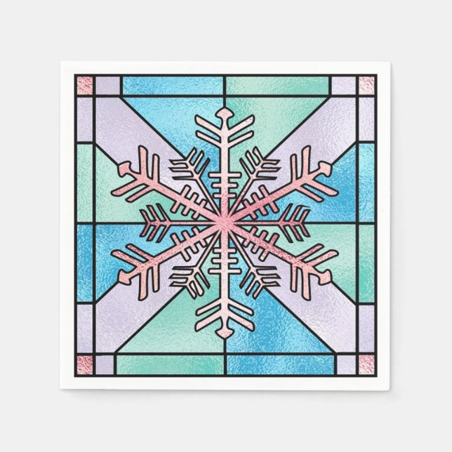 Häftig rosa snöflinga pappersservett (Framsidan)