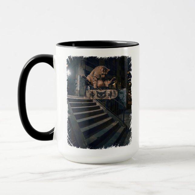 Häftig Rullbräda Katt Kickflip Rollig Kaffe Mugg (Vänster)