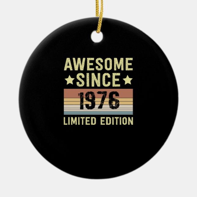 Häftig Sedan 1976 Födelsedag Julgransprydnad Keramik (Framsidan)