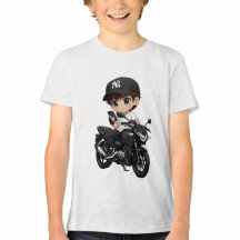 Häftig seriepojke på motorcykel barn t-shirt
