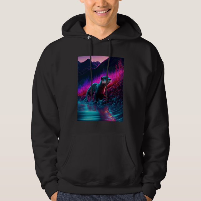 Häftig sjöutter syntvåg vandrande utter  1 hoodie (Framsida)