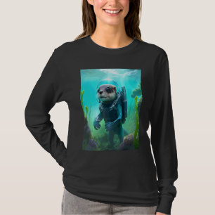 Häftig sjöutterdräkt Scuba dykande utter 2 T Shirt