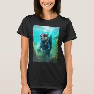 Häftig sjöutterdräkt Scuba dykande utter 2 T Shirt