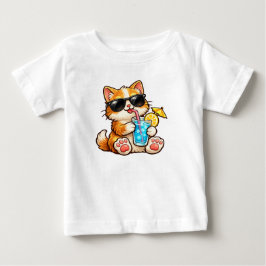 Häftig Sommar Katt T Shirt