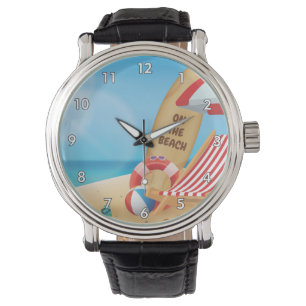 Häftig sommar på stranden med surfbrädor armbandsur
