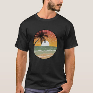 Häftig sommarlov, Retro solnedgång palmträd T Shirt