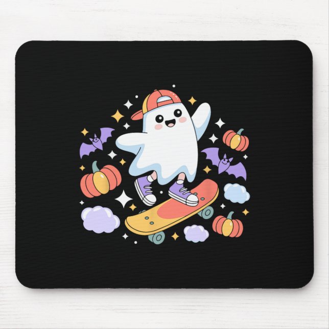 Häftig spökskateboard Halloween-design med pumpa Musmatta (Framsidan)