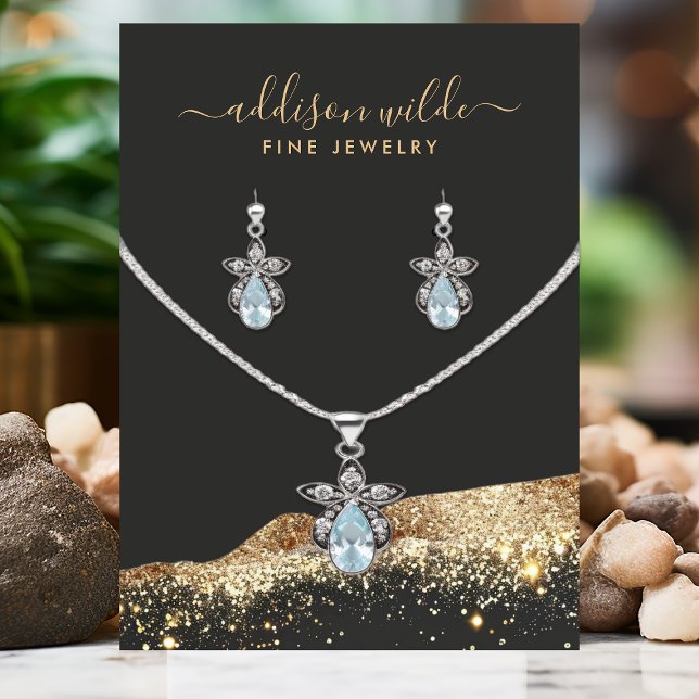 Häftig svart guld glitter örhänge visningskort visitkort (Skapare uppladdad)