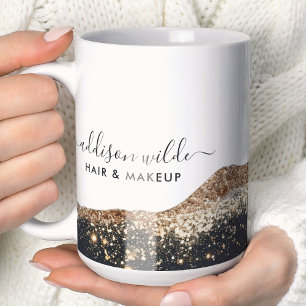 Häftig svart och guld glitter script affärsschablo kaffemugg
