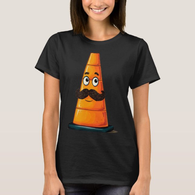 Häftig Trafikkott med Brun Moustache Skägg T Shirt (Framsida)
