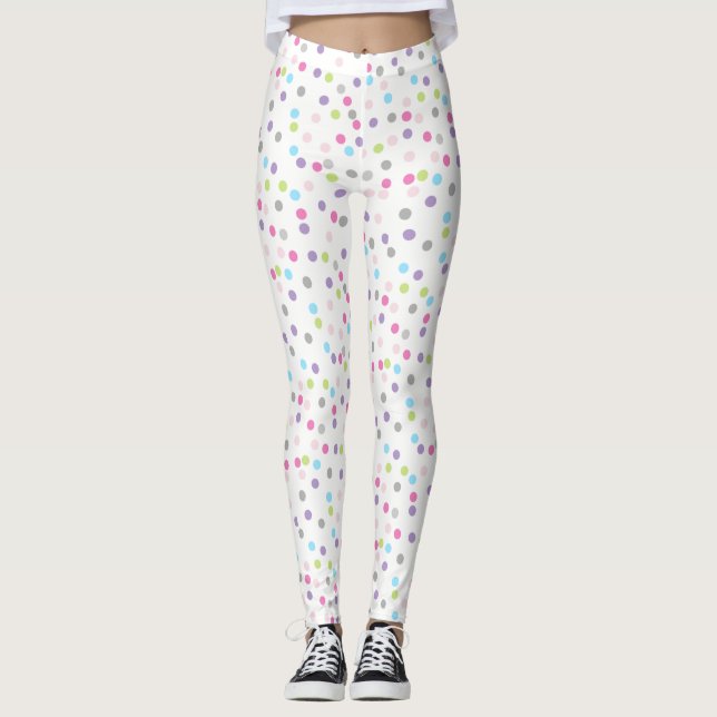 Häftiga Färgglada Prickar Positiv Vibe Leggings (Framsida)