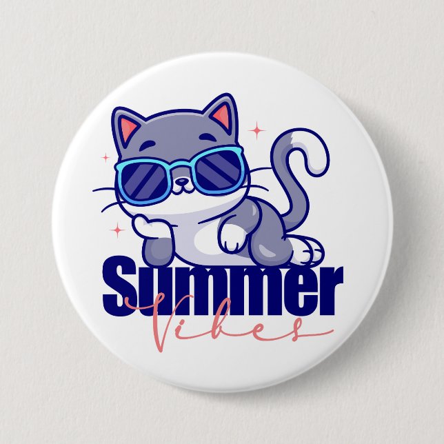 Häftiga katt sommar vibbar knapp (Framsida)