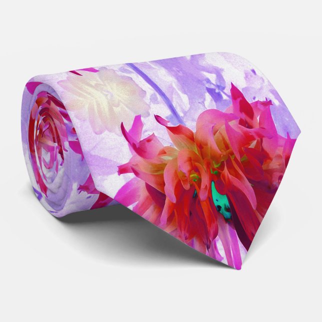 Häftiga röda och varma rosa kaktusdalier slips (Rullad)