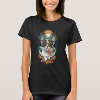 Häftigaste katten med solglasögon, solnedgång, pal t shirt