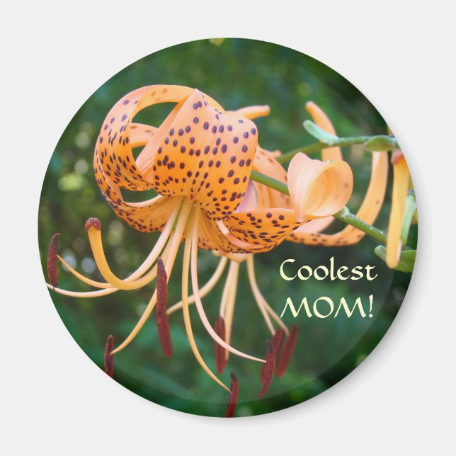 HÄFTIGASTE MAMMA! Tiger Lily Maget Kylskåpsmagnete Magnet (Framsidan)