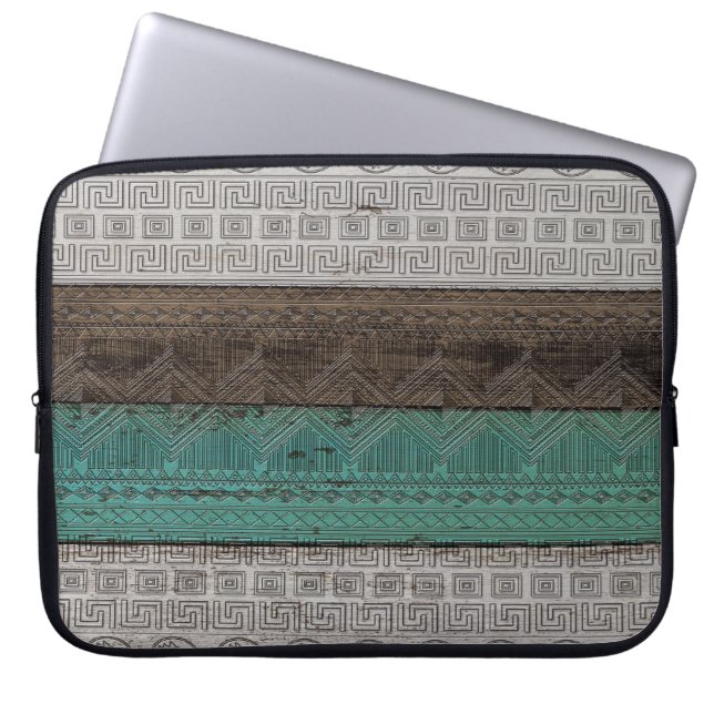 Häftigt coolt trendigt aztekiskt geometriskt mönst laptop sleeve (Framsidan)