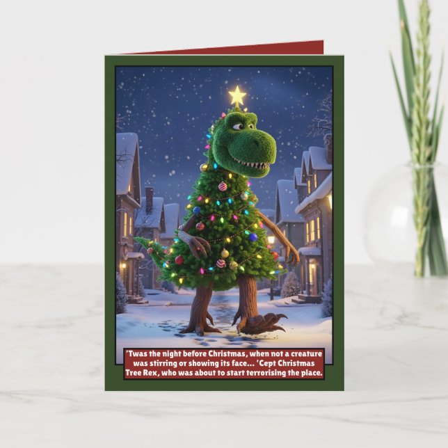 Häftigt dinosaurie julkort kort (Framsida)