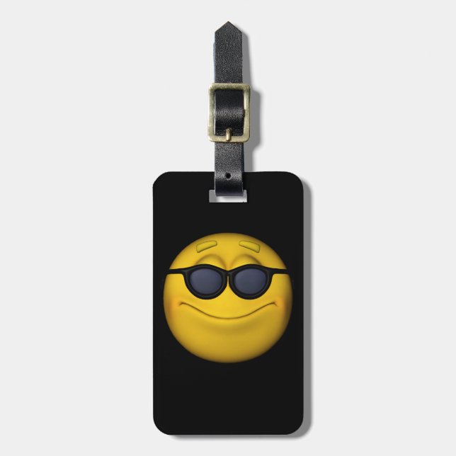 Häftigt Emoji Med Solglasögon Bagagebricka (Vertikal Framsida)