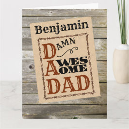 Häftigt faderlig västerländsk anpassad namnpresent kort