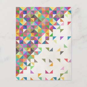 Häftigt färgglatt retro geometriskt mönster vykort