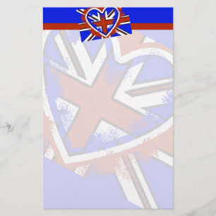 Häftigt hjärtdesign med brittisk flagga brevpapper