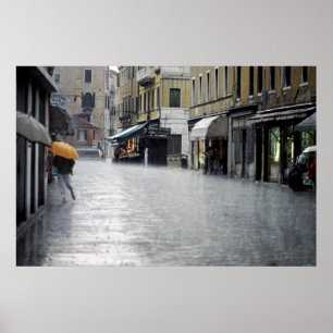 Häftigt regn i Venedig, italien Poster