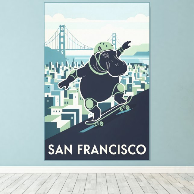 Häftigt San Francisco WPA-inspirerat canvastryck (Insitu (trägolv))
