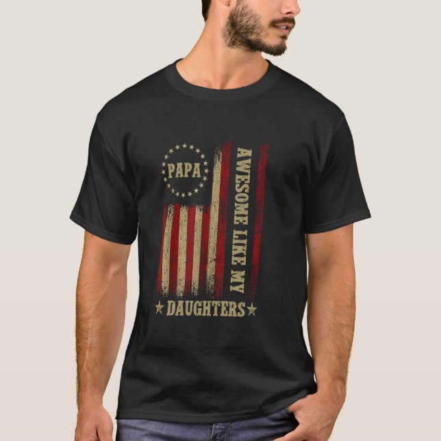 Häftigt som min dotters pappa rolig fars dag D T Shirt (Framsida)