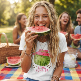 Häftigt sommar & rolig vattenmelon t shirt