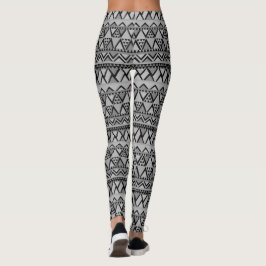 Häftigt trendig grå tribal geometrisk mönster leggings