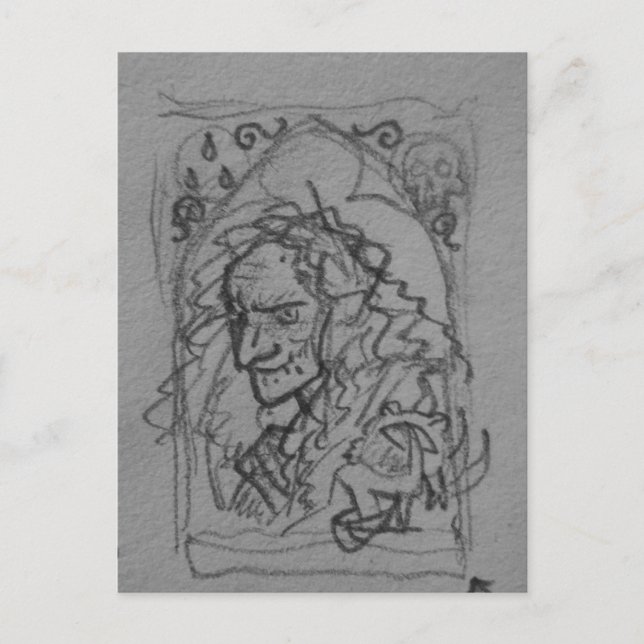 Hag Witch Sketch Teckning Vykort (Framsida)