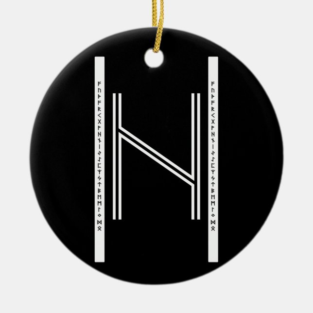 Hagalaz BW-ornamentik Julgransprydnad Keramik (Framsidan)