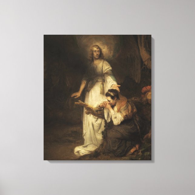 Hagar och ängeln (av Carel Fabritius) Canvastryck (Framsida)