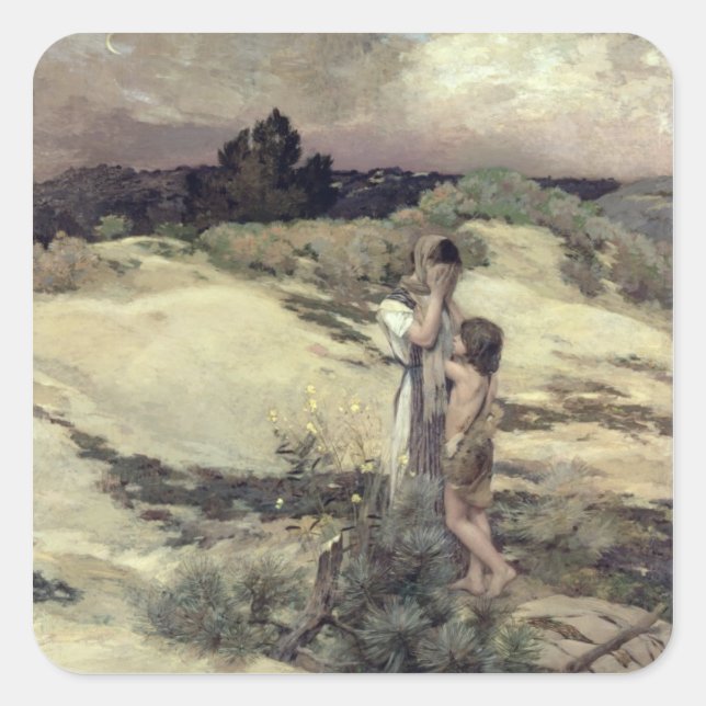Hagar och Ishmael Fyrkantigt Klistermärke (Framsida)