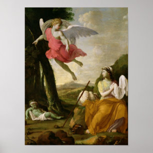 Hagar och Ishmael som räddas av ängeln, c.1648 Poster
