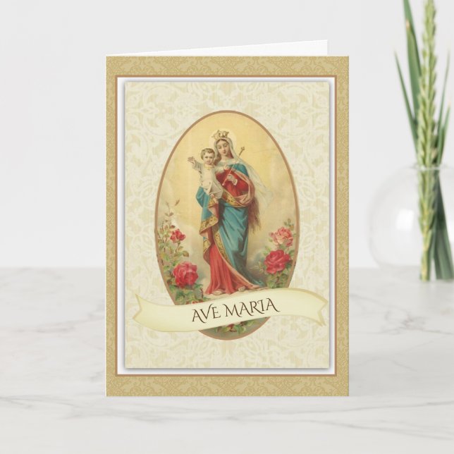 HAGEL MARY i LATIN VÄLSIGNADE JUNGFRULIGA JESUS Kort (Framsida)