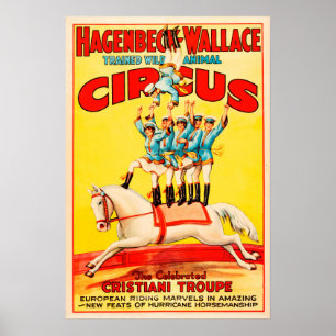 Hagenbeck Wallace Traed Animal USA Circus Troupe Poster