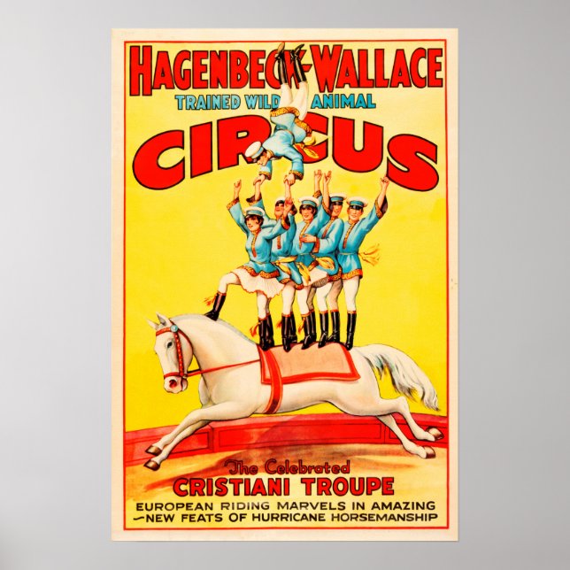 Hagenbeck Wallace Traed Animal USA Circus Troupe Poster (Framsidan)