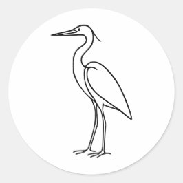 Häger Linje Konst – minimalistisk Fågelillustratio Runt Klistermärke