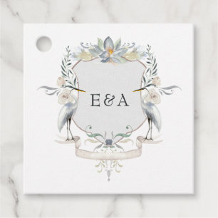 Häger Monogram Krön Elegant Sjö Bröllop Gåvor Etiketter