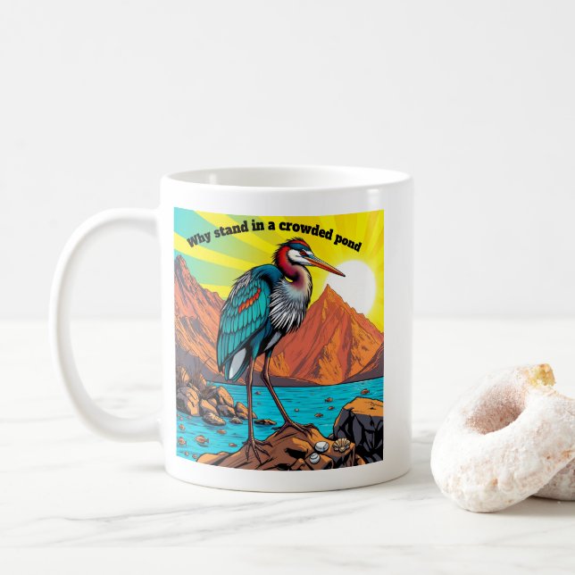 Häger vid vattnet  kaffemugg (Med munk)