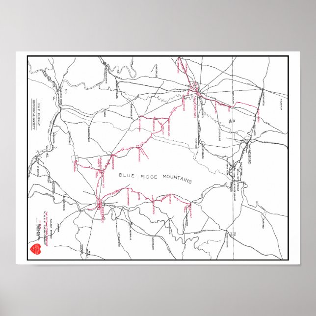 Hagerstown & Frederick Railway System Karta (c 192 Poster (Framsidan)