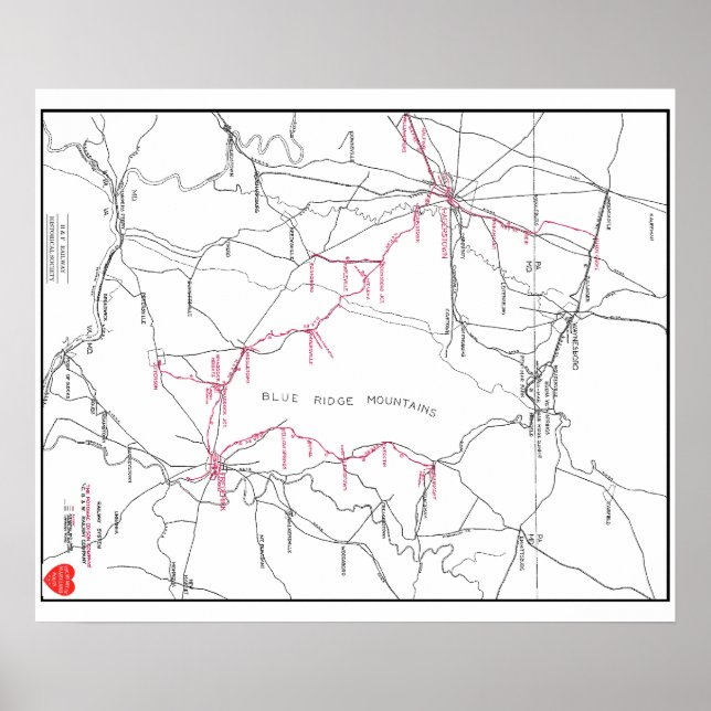 Hagerstown & Frederick Railway System Karta (c 192 Poster (Framsidan)