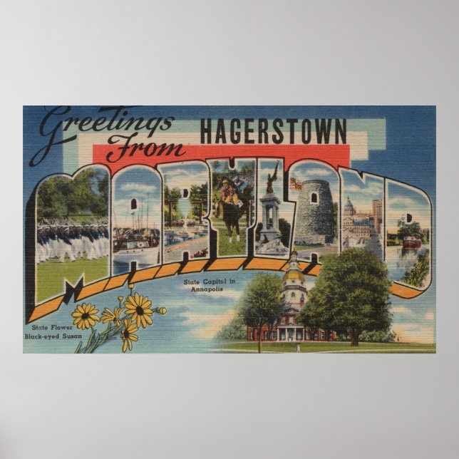 Hagerstown, Maryland - Large Brev Scenes Poster (Framsidan)
