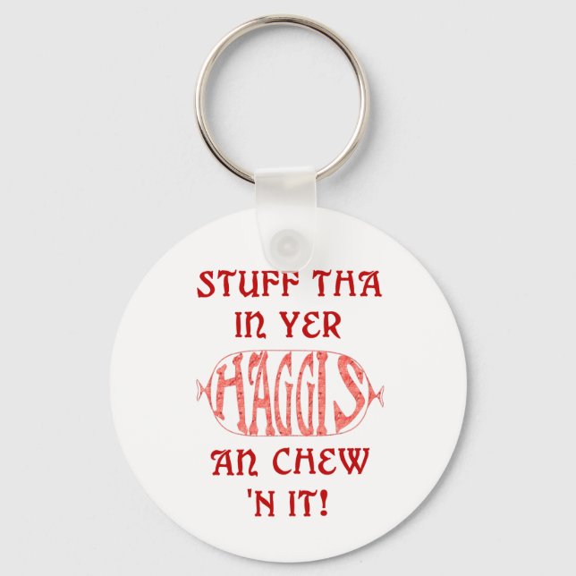 Haggis Funny Scottish Keychain Nyckelring (Framsida)