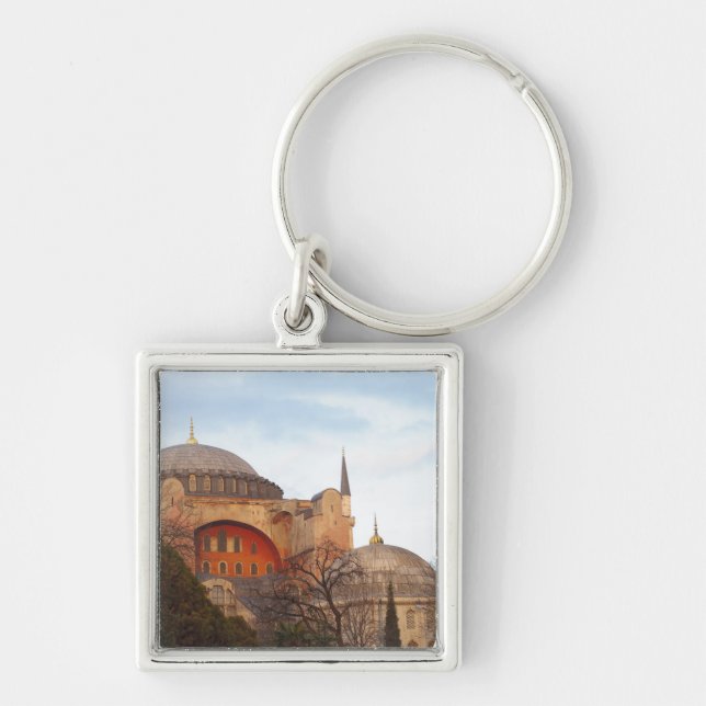 Hagia Sophia invigd av bysantinen Fyrkantig Silverfärgad Nyckelring (Framsidan)