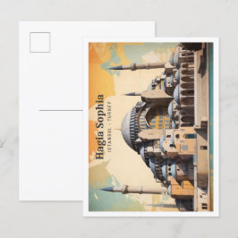 Hagia Sophia Istanbul Pop Art Travel Illustration Vykort