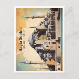 Hagia Sophia Istanbul Pop Art Travel Illustration Vykort